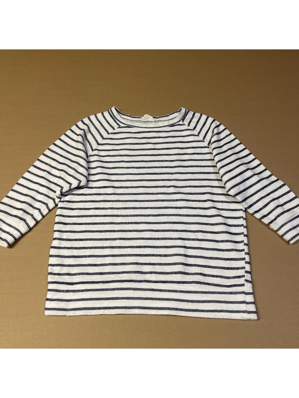 Loft Outlet Lounge White Striped 3/4 Sleeve Shirt Cotton Top Medium XS